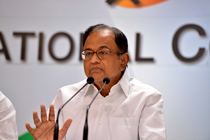 New Delhi: Congress leader P. Chidambaram addresses a press conference at the party's headquarter, in New Delhi on Aug 19, 2018. (Photo: IANS)